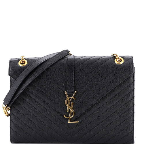 Classic Monogram Envelope Satchel Matelasse Chevron Leather Large