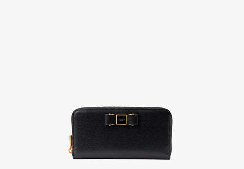 Morgan Bow Embellished Zip-around Continental Wallet