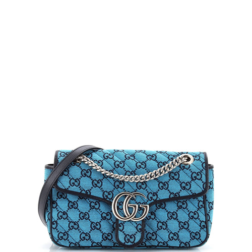 GUCCI GG Marmont Flap Bag Diagonal Quilted GG Canvas Small