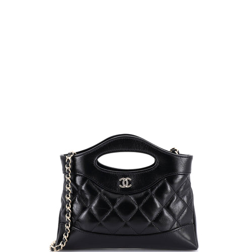 CHANEL 31 Shopping Bag Clutch with Chain Quilted Shiny Crumpled Calfskin Small