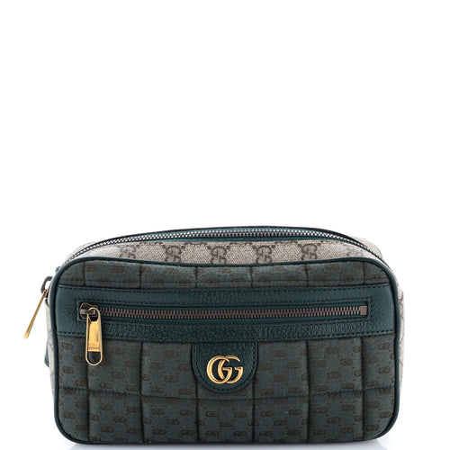 GUCCI Front Zip Belt Bag GG Coated Canvas and Quilted Mini GG Canvas Medium