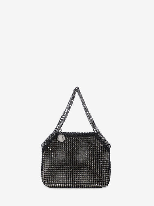 Women's Falabella Crystal Mesh Mini Tote Bag in Black | 700109WP0461