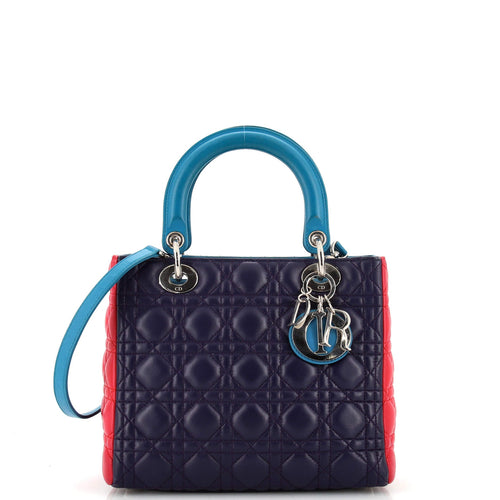 Tricolor Lady Dior Bag Cannage Quilt Lambskin Medium