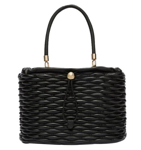 Women's Leather Weave Drawstring Bag in Black | Size UNI | WB01466 Color BX3221O6000