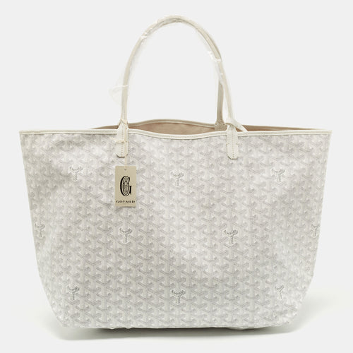 White Goyardine Coated Canvas and Leather Saint Louis GM Tote