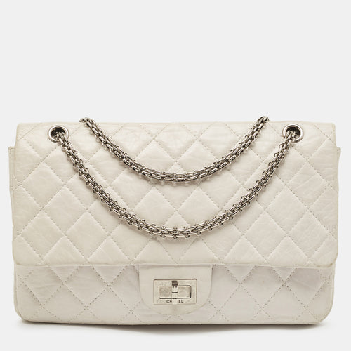 White Quilted Aged Leather Reissue 2.55 Classic 227 Flap Bag