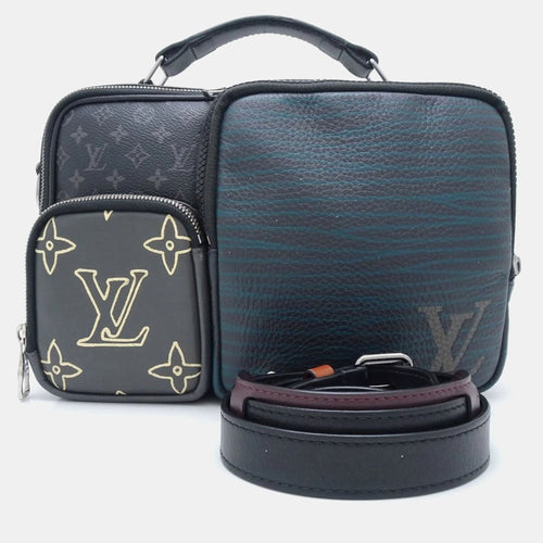 Black Canvas and Leather Monogram Eclipse Patchwork Messenger Bag