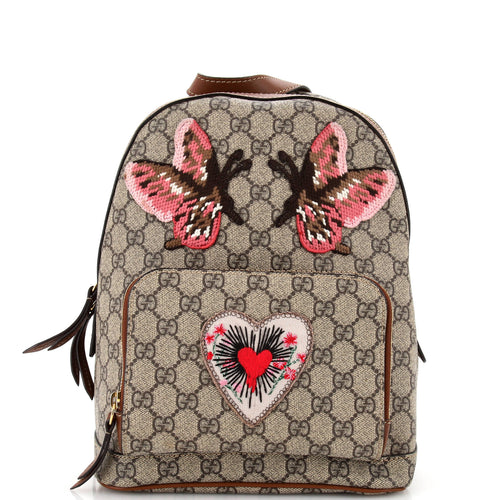 GUCCI Zip Pocket Backpack Embroidered GG Coated Canvas Small