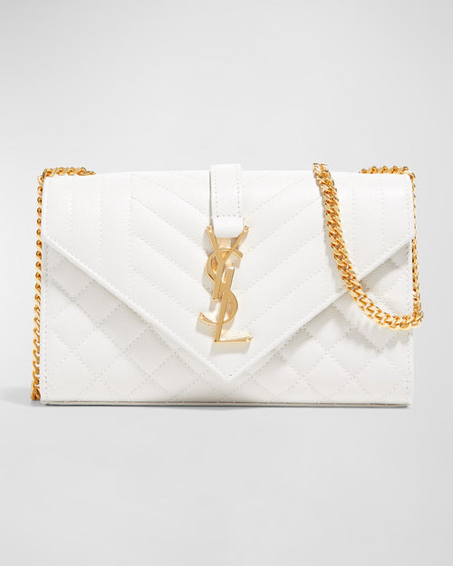 Envelope Triquilt Small YSL Shoulder Bag in Grained Leather