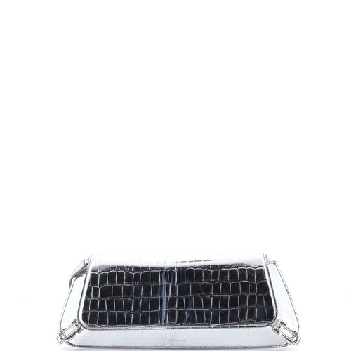 GIVENCHY Voyou Strap Clutch Crocodile Embossed Leather East West