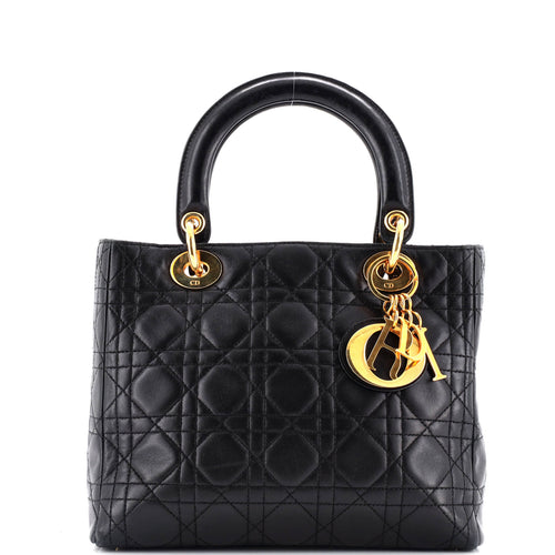 Vintage Lady Dior Bag Cannage Quilt Lambskin Medium