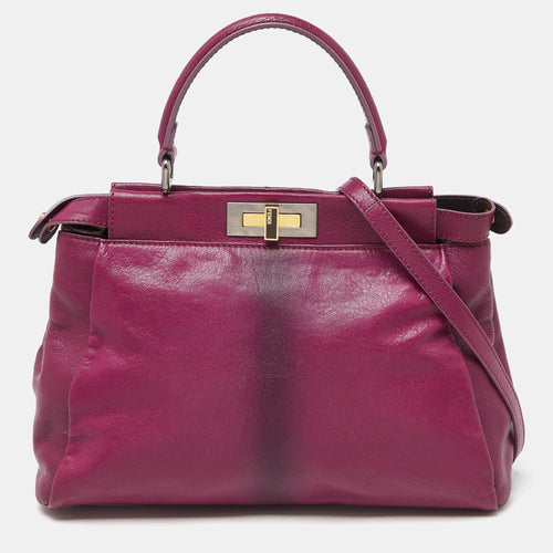 Magenta Leather Medium Peekaboo Top Handle Bag
