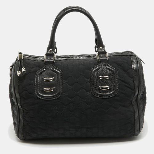 Black Guccissima Neoprene and Leather Medium Techno Boston Bag