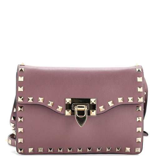 VALENTINO GARAVANI Rockstud Flip Lock Flap Bag Leather Small