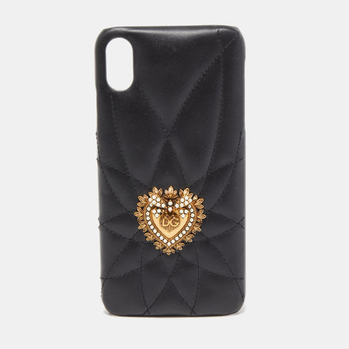 Black Leather Sacred Heart iPhone XS Case