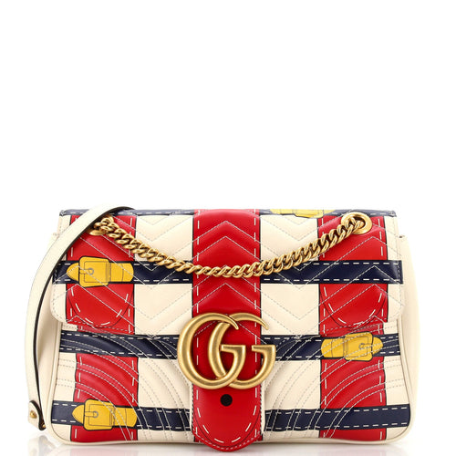 GUCCI GG Marmont Flap Bag Trompe L'Oeil Matelasse Leather Medium