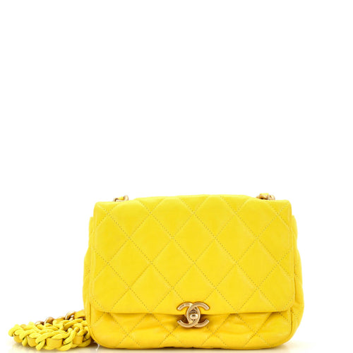 CHANEL Lacquered Metal CC Flap Bag Quilted Lambskin Small