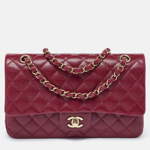 Red Quilted CaviarLeather Medium Classic Double Flap Bag