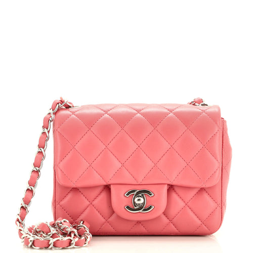 CHANEL Square Classic Single Flap Bag Quilted Lambskin Mini