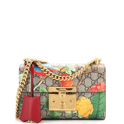 GUCCI Padlock Shoulder Bag Tian Print GG Coated Canvas Small