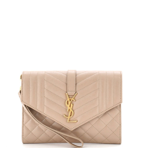 Classic Monogram Envelope Wristlet Clutch Mixed Matelasse Leather