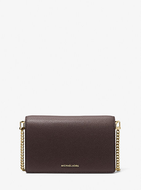 MK Jet Set Medium Pebbled Leather Crossbody Bag - Brown - Michael Kors