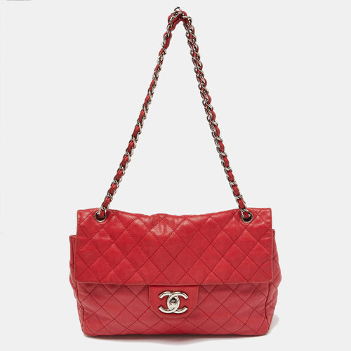 Red Quilted Leather Maxi Classic Single Flap Bag