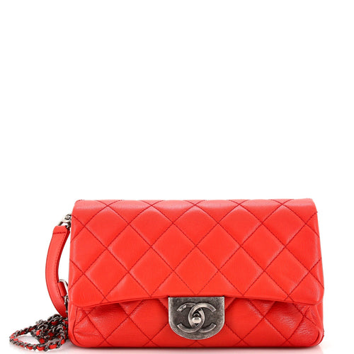 CHANEL Double Carry Chain Waist Bag Quilted Goatskin Small