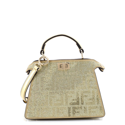 FENDI Peekaboo ISeeU Bag Zucca Crystal Embellished Suede Petite