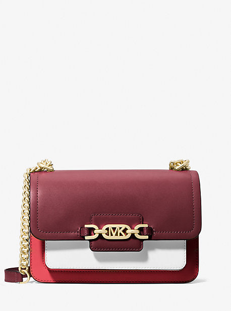 MK Heather Large Color-Block Leather Shoulder Bag - Red - Michael Kors