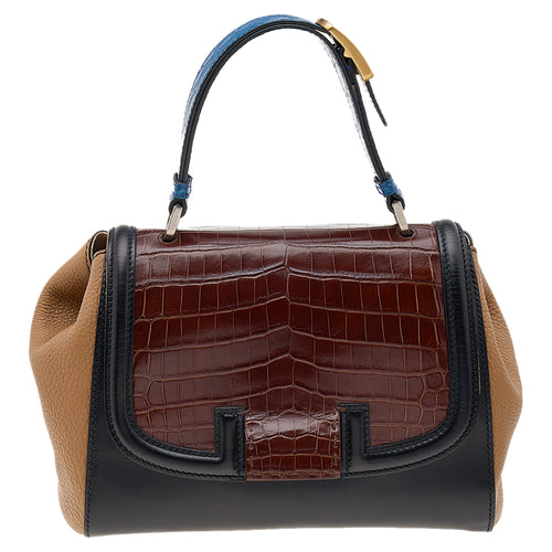 Multicolor Leather And Crocodile Silvana Satchel