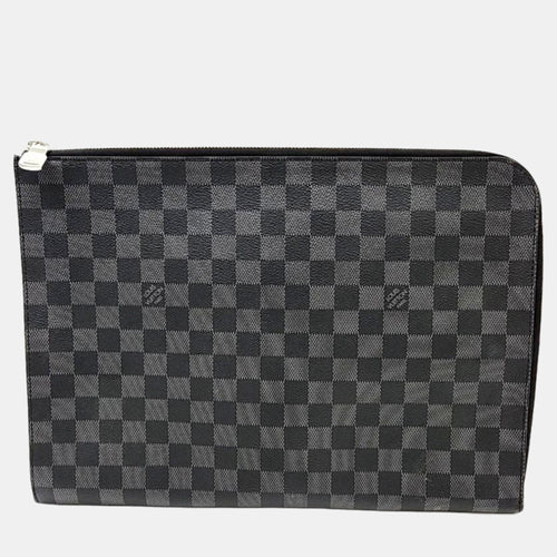 Grey Damier Graphite Canvas Pochette Jour GM Clutch Bag