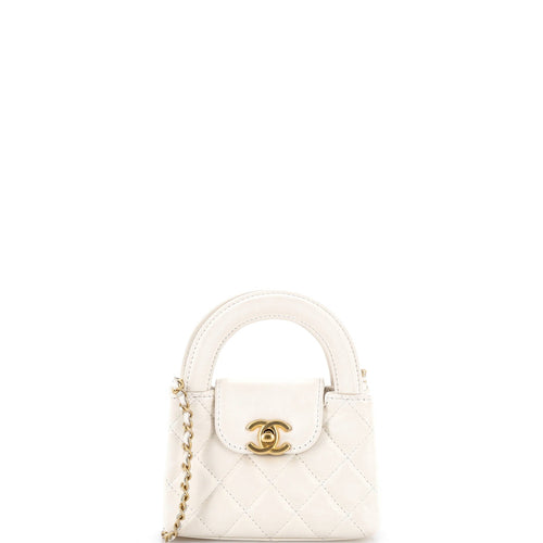 CHANEL Kelly Top Handle Shopping Bag Quilted Shiny Aged Calfskin Nano