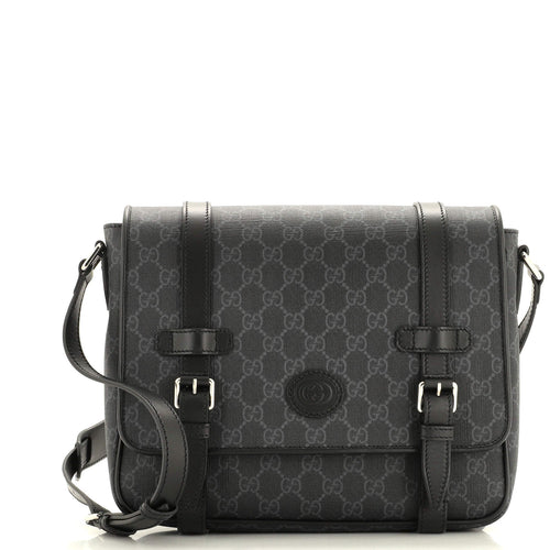 GUCCI Interlocking G Patch Messenger Bag GG Coated Canvas Medium