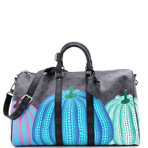 Keepall Bandouliere Bag Yayoi Kusama Pumpkins Reverse Monogram Eclipse Canvas 45