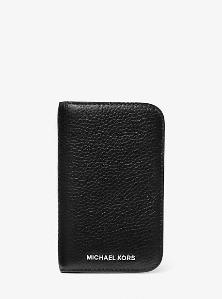 MK Hudson Pebbled Leather Billfold Wallet - Black - Michael Kors