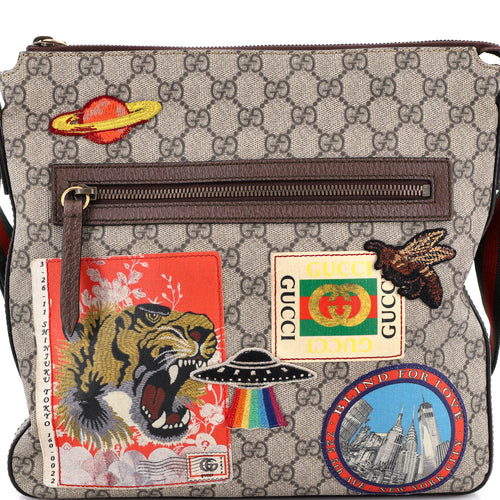GUCCI Courrier Zip Messenger GG Coated Canvas with Applique Medium