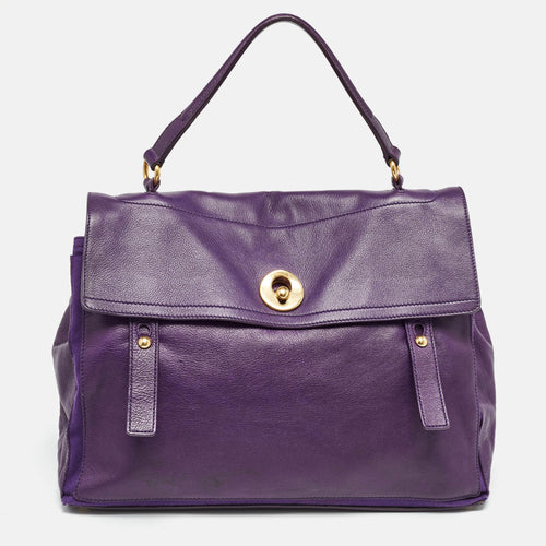 Purple Canvas and Leather Large Muse Two Top Handle Bag