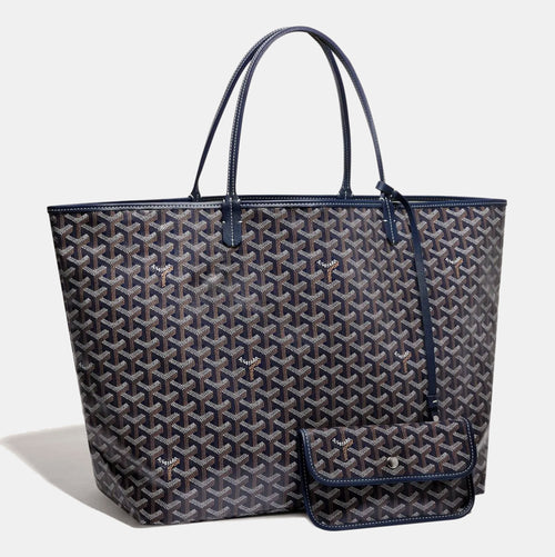 Navy Blue Goyardine Coated Canvas and Leather Saint Louis PM Tote