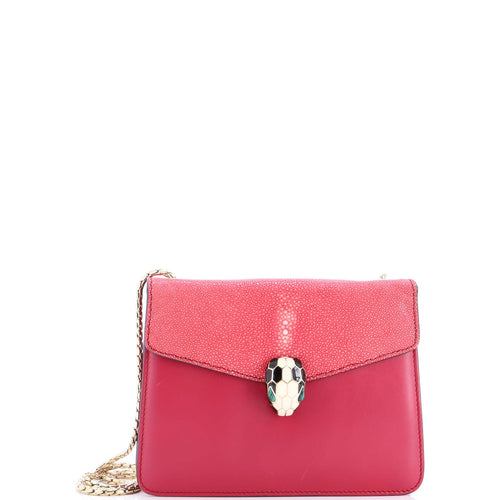BVLGARI Serpenti Forever Square Shoulder Bag Leather and Stingray Small