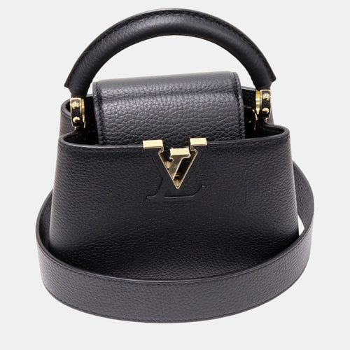 Black Taurillon Leather Capucines Mini Top Handle Bags