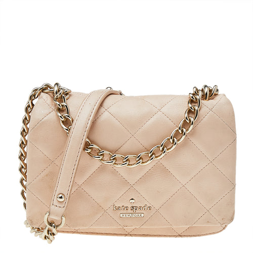 Beige Quilted Leather Mini Emerson Place Vivenna Shoulder Bag