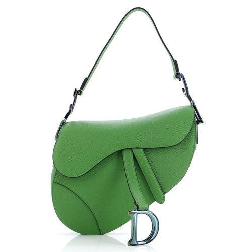 Saddle Handbag Leather with Iridescent Hardware Medium