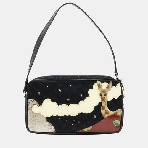 Black Satin Mini Monogram Conte De Fees Pochette Shoulder Bag