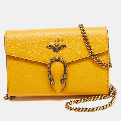 Mustard Leather Garden Bat Dionysus Wallet On Chain