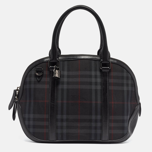 Black Haymarket Check Nylon and Leather Orchard Bag