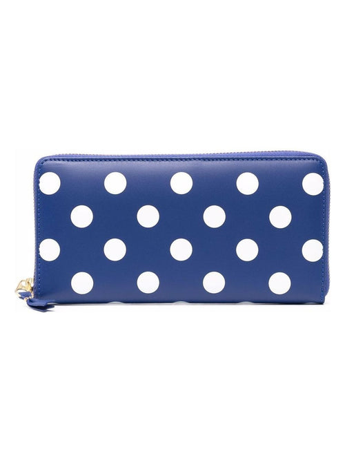 Women's Navy Polka Dot Raffia Purse in Blue | Size UNICA | SA0110PD
