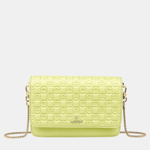 Fresh green shiny light gold Metal Fashion Wallet on Chain Fresh Green