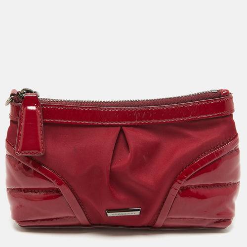 Burgundy Patent Leather and Nylon Westchester Clutch