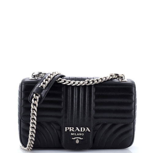 PRADA Chain Flap Shoulder Bag Diagramme Quilted Leather Medium